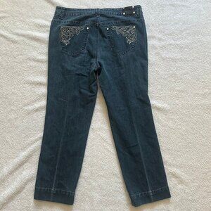 Style & Co Blue Jeans, Size 14 Stunning Embroidery and Rhinestone Embellishments